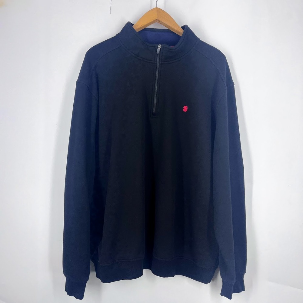 IZOD Advantage Performance Quarter Zip Pullover Black Stretch Mens 3XLT Tall